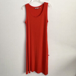 Athleta On Fire Side Gather Stretch Tank Dress S Orange Active Sleeveless Jersey
